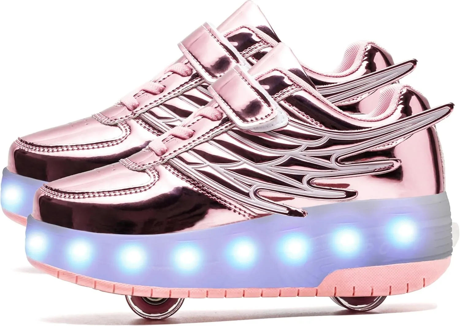 Aikuass USB Chargable LED Light Up Roller Shoes Wheeled Skate Sneaker Shoes for Boys Girls Kids