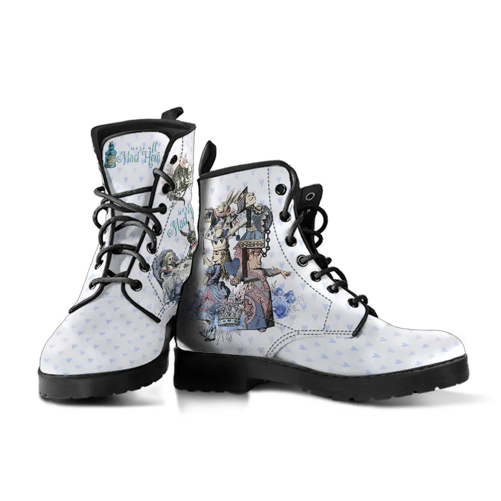 Alice in Wonderland Boots - Alice in Wonderland Gifts #103 Blue Series | Birthday Gift, Women's Boots, Handmade Lace Up Custom Shoes