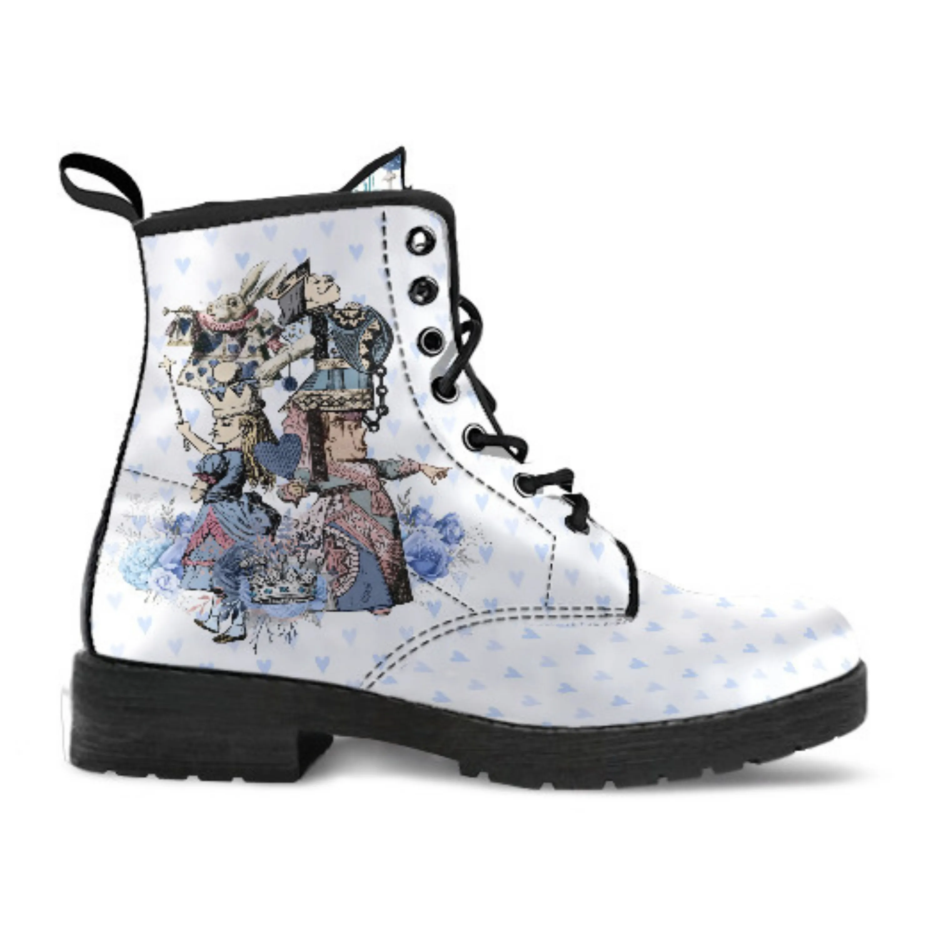 Alice in Wonderland Boots - Alice in Wonderland Gifts #103 Blue Series | Birthday Gift, Women's Boots, Handmade Lace Up Custom Shoes
