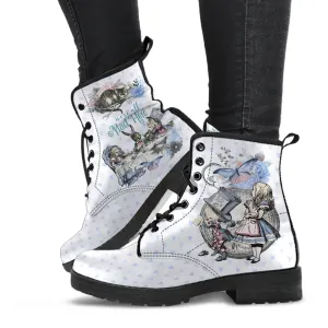 Alice in Wonderland Boots - Alice in Wonderland Gifts #103 Blue Series | Birthday Gift, Women's Boots, Handmade Lace Up Custom Shoes