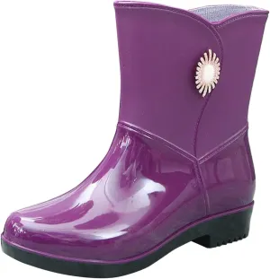AMDBEL Rain Boots for Women Waterproof Platform, Rain Boots for Women and Waterproof Garden Shoes, Anti-Slipping Knee-high Rubber Boots for Ladies with Comfortable Insoles