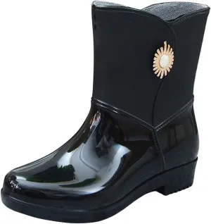 AMDBEL Short Rain Boots for Women Waterproof, Short rain Boots for Women and Waterproof Garden ShoesAnti-Slipping White Chelsea Rainboots for Ladies with Comfortable Insoles