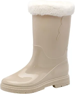 AMDBEL Short Rain Boots for Women Wide Width, Botas de lluvia para mujer impermeables, Women Rain Boots Black Waterproof Mid Calf Lightweight Cute Booties Fashion Out Work Comfortable Garden Shoes