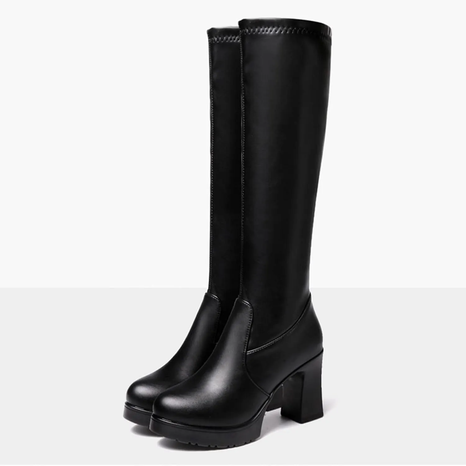AMDBEL Thigh High Boots for Women Thick Thighs, Women Stretch Suede Boots Stiletto High Heel Over The Knee Boots with Zipper