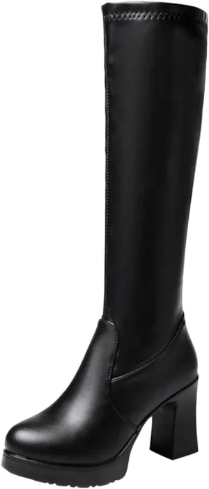 AMDBEL Thigh High Boots for Women Thick Thighs, Women Stretch Suede Boots Stiletto High Heel Over The Knee Boots with Zipper