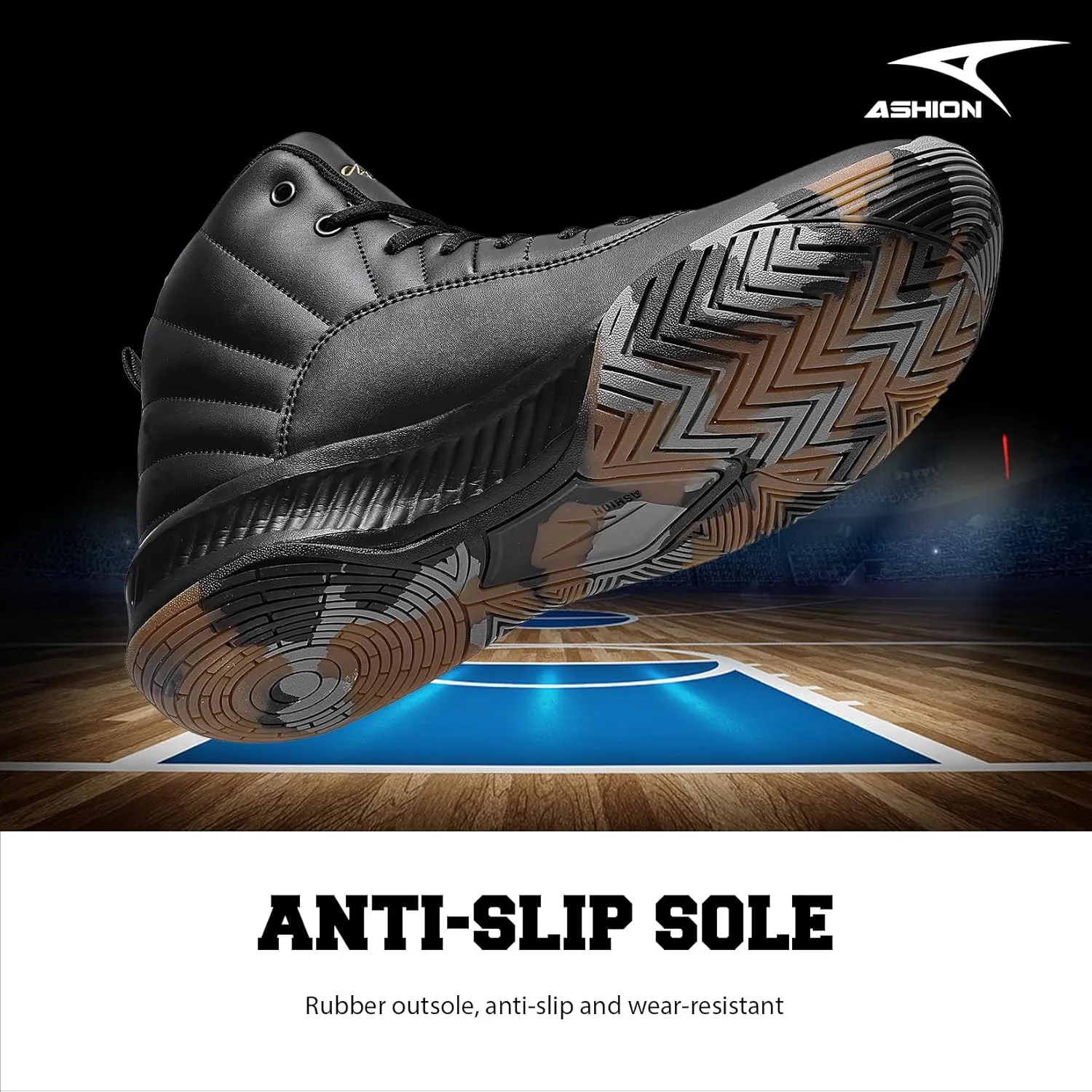 ASHION Mens Basketball Shoes High Top Streetball Lightweight Outdoor Sneakers Cushioning Shoes for Sport Athletic Fitness