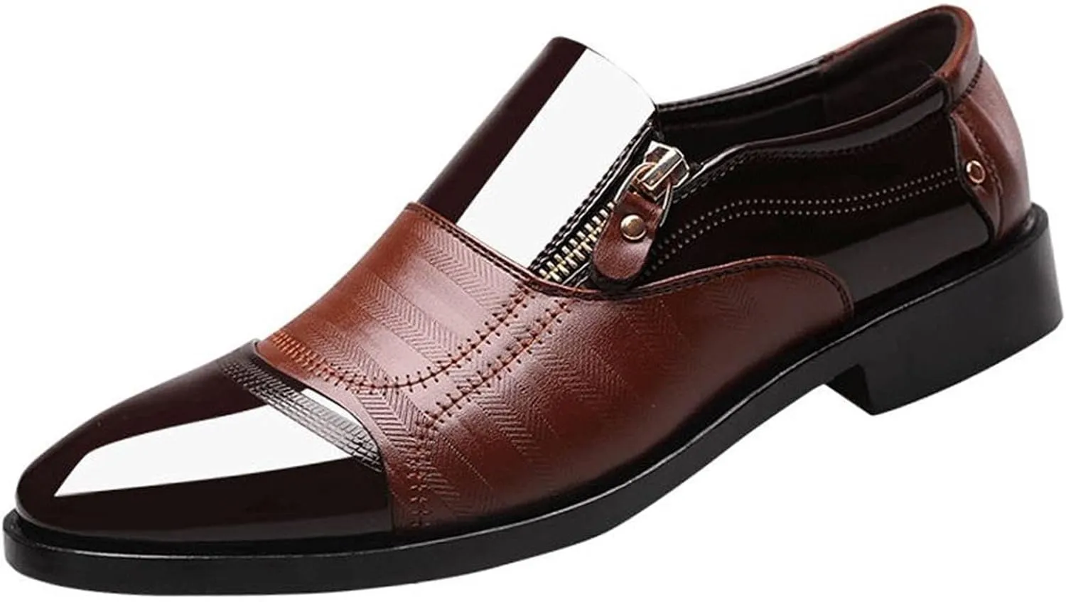 Bamboo Store Mens Slip on Shoes Casual Leather Classical Style Men's Breathable Hollow Business Leather Running Shoes (Brown, 10)
