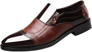 Bamboo Store Mens Slip on Shoes Casual Leather Classical Style Men's Breathable Hollow Business Leather Running Shoes (Brown, 10)