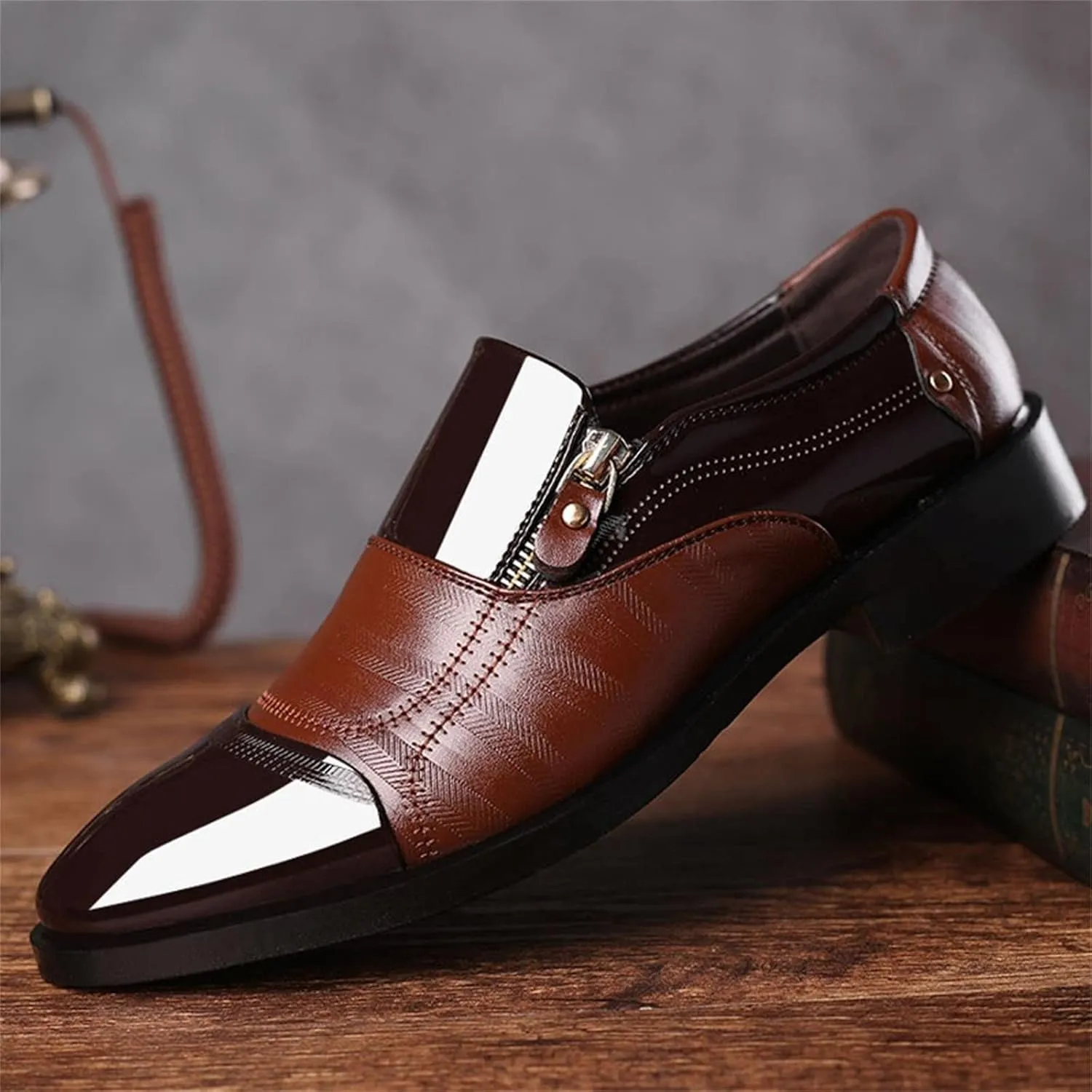 Bamboo Store Non Leather Mens Shoes Classical Style Men's Breathable Hollow Business Casual Pointed Shoes Tennis Shoes for Men Leather