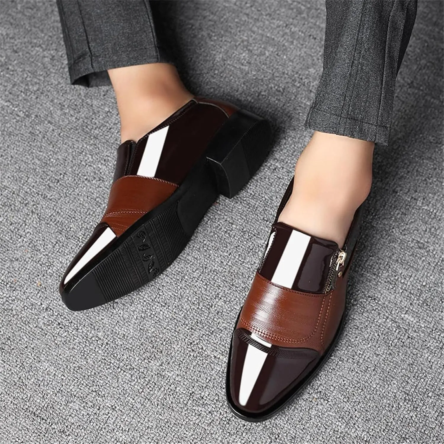 Bamboo Store Non Leather Mens Shoes Classical Style Men's Breathable Hollow Business Casual Pointed Shoes Tennis Shoes for Men Leather