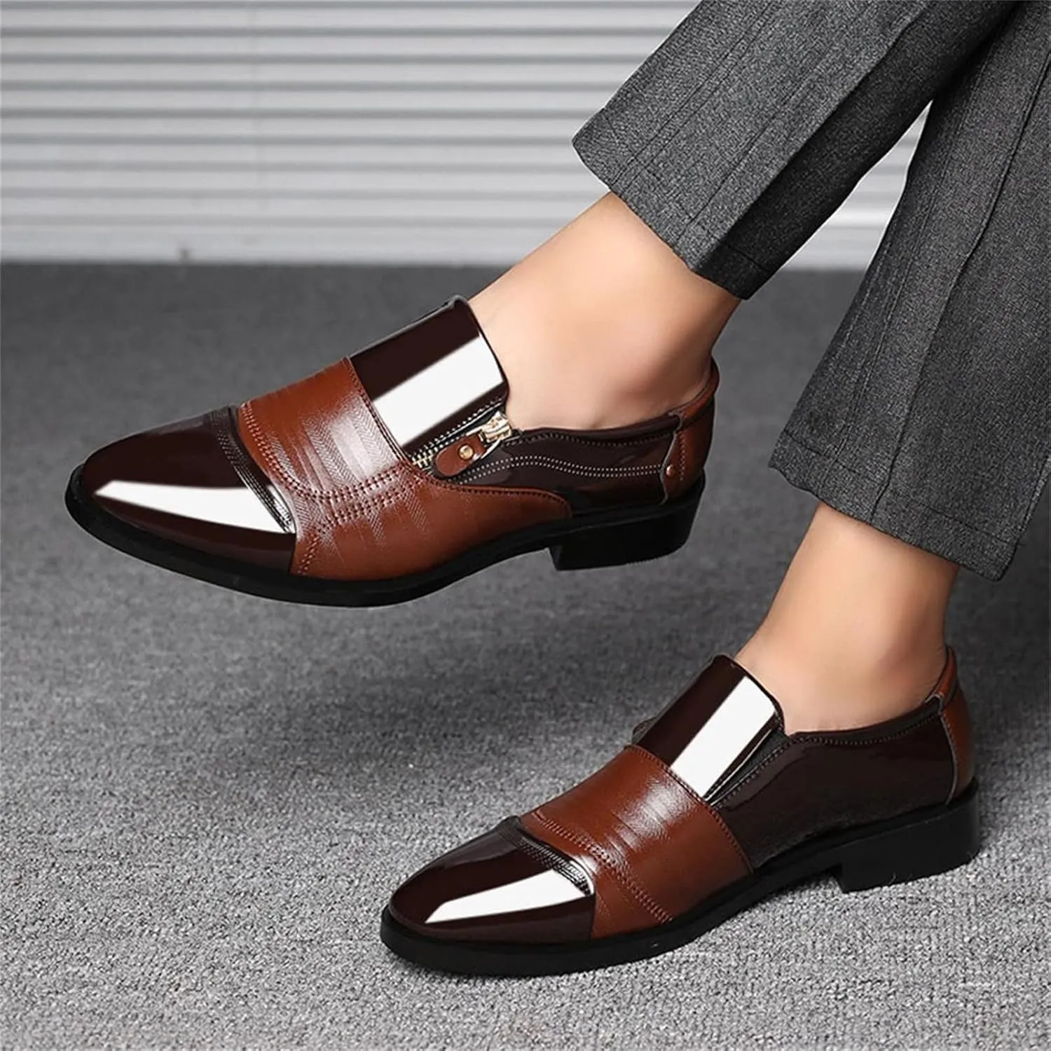 Bamboo Store Non Leather Mens Shoes Classical Style Men's Breathable Hollow Business Casual Pointed Shoes Tennis Shoes for Men Leather