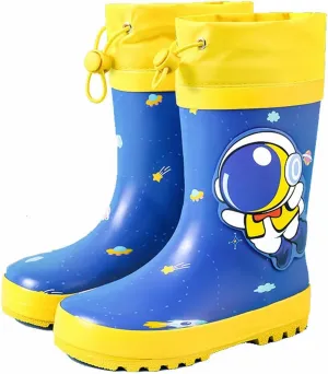Big Boys Rain Boots Spac Toddler Kids Rain Boots Waterproo Rubber Boots For Girls Boys With Astronaut Patterns
