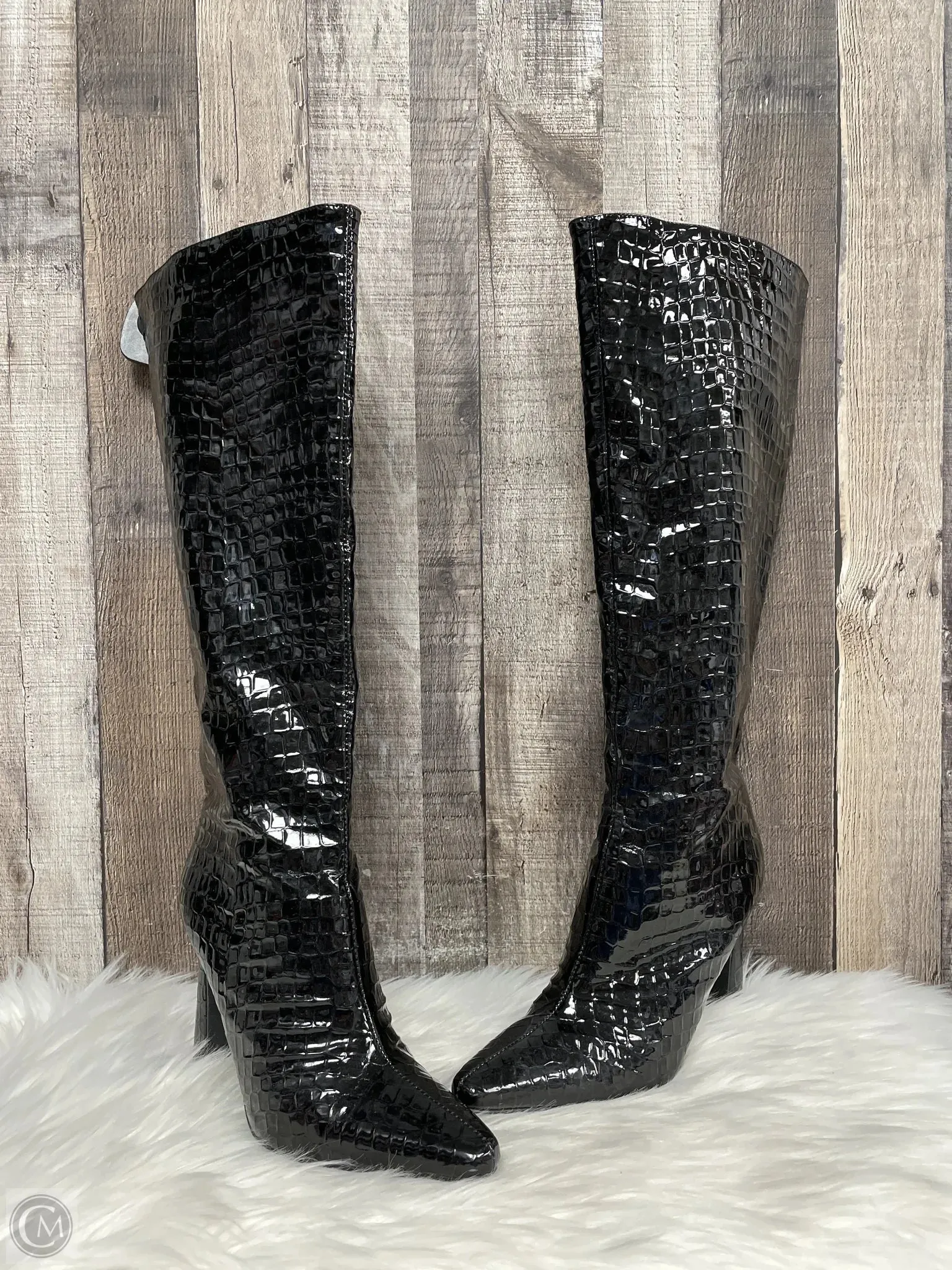 Boots Knee Heels By Cmf In Black, Size: 9