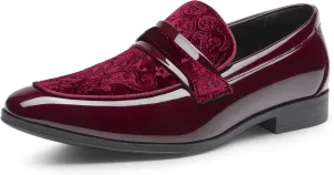 Bruno Marc Men's Tuxedo Patent Loafers Classic Velvet Slip-on Dress Shoes
