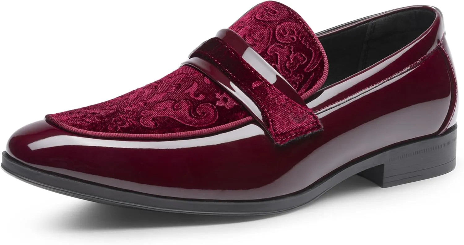 Bruno Marc Men's Tuxedo Patent Loafers Classic Velvet Slip-on Dress Shoes