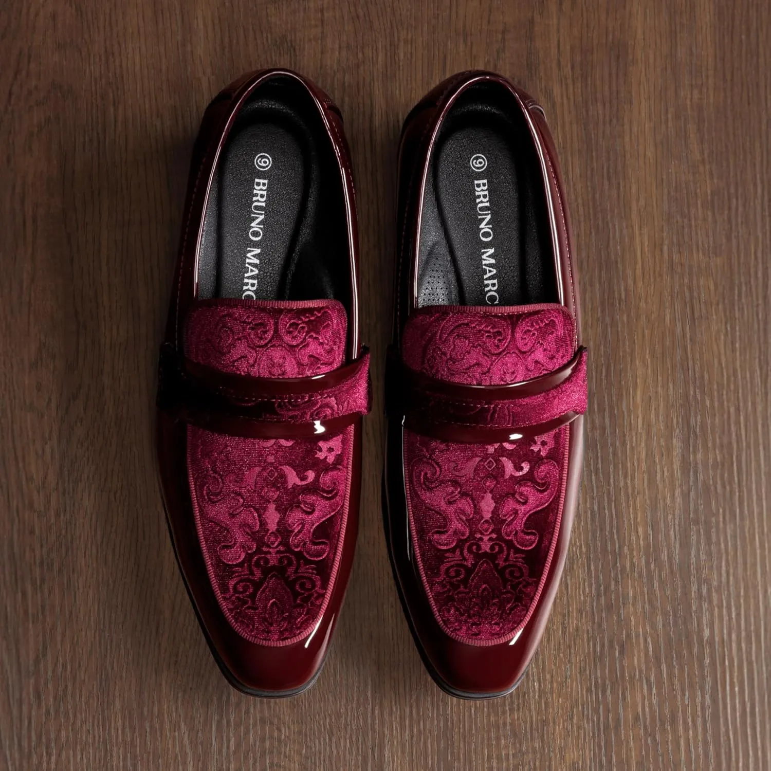 Bruno Marc Men's Tuxedo Patent Loafers Classic Velvet Slip-on Dress Shoes
