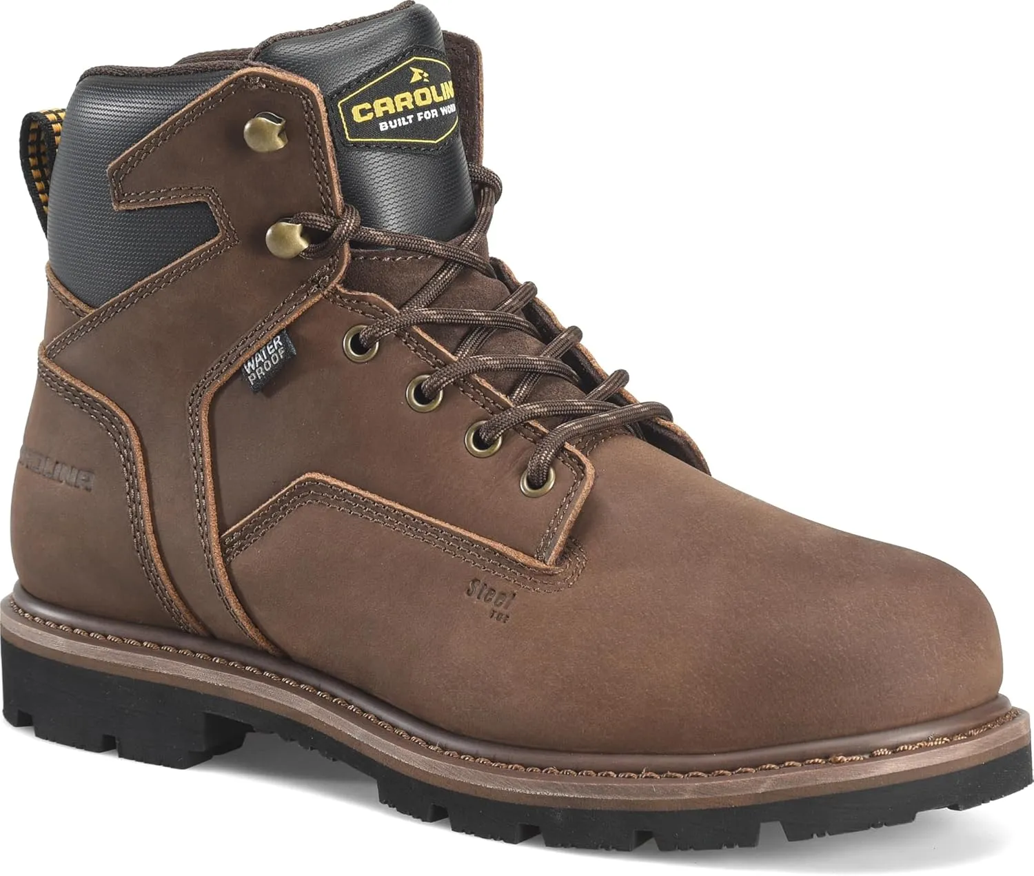 Carolina Mens 6" Waterproof Steel Toe Work Boot, Brown - 10 2E