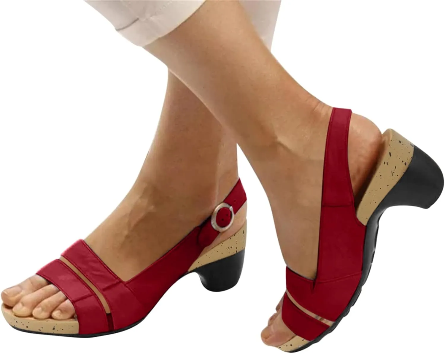 Cathalem Orthopedic Sandals for Women, Women's Comfy Orthotic Sandals, Buckle Ankle Strap Non-slip Open Toes Sandals