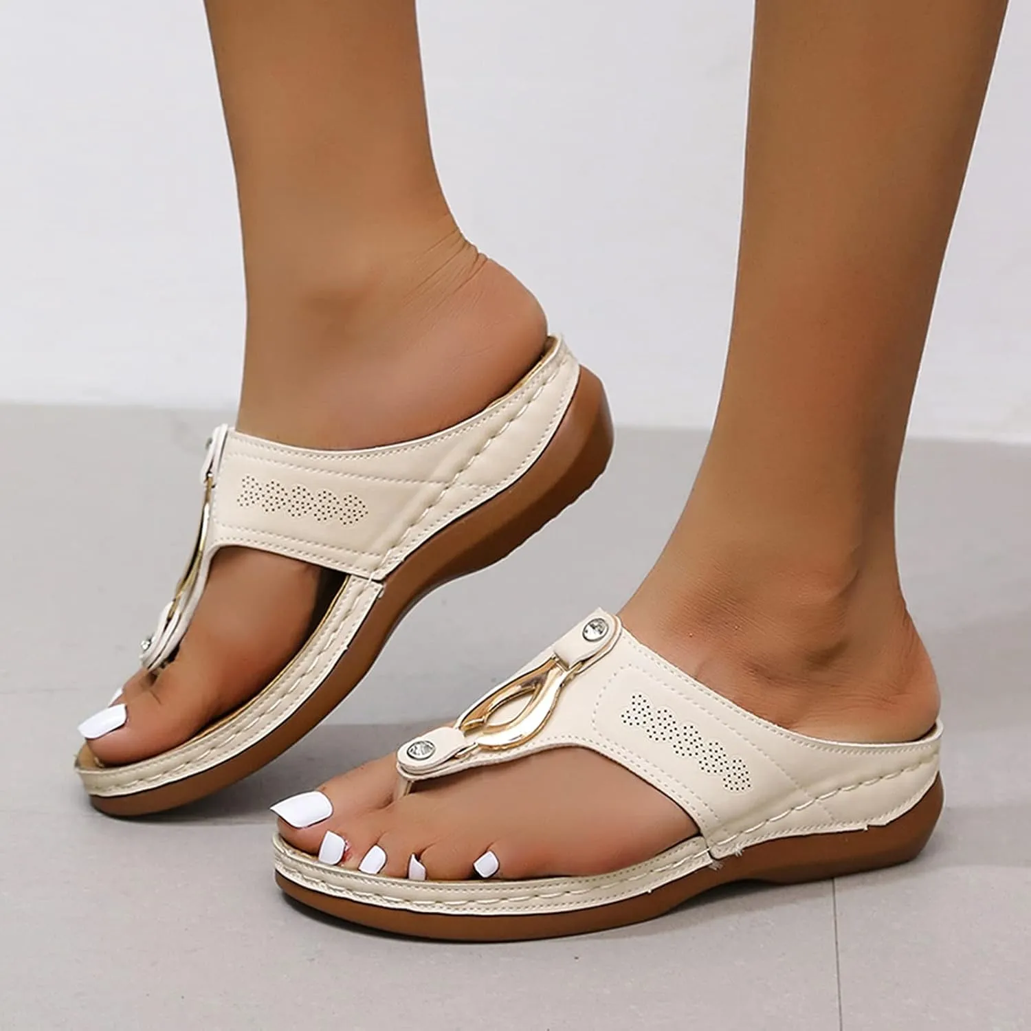 Cathalem Orthopedic Sandals for Women, Womens Fashion Flip Flops Wedge Platform Shoes with Arch Support Summer Comfortable Sandals