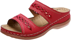 Cathalem Orthopedic Sandals for Women, Womens Summer Platform Casual Open Toe Sandals Slippers Breatable Hollow Out Sandals