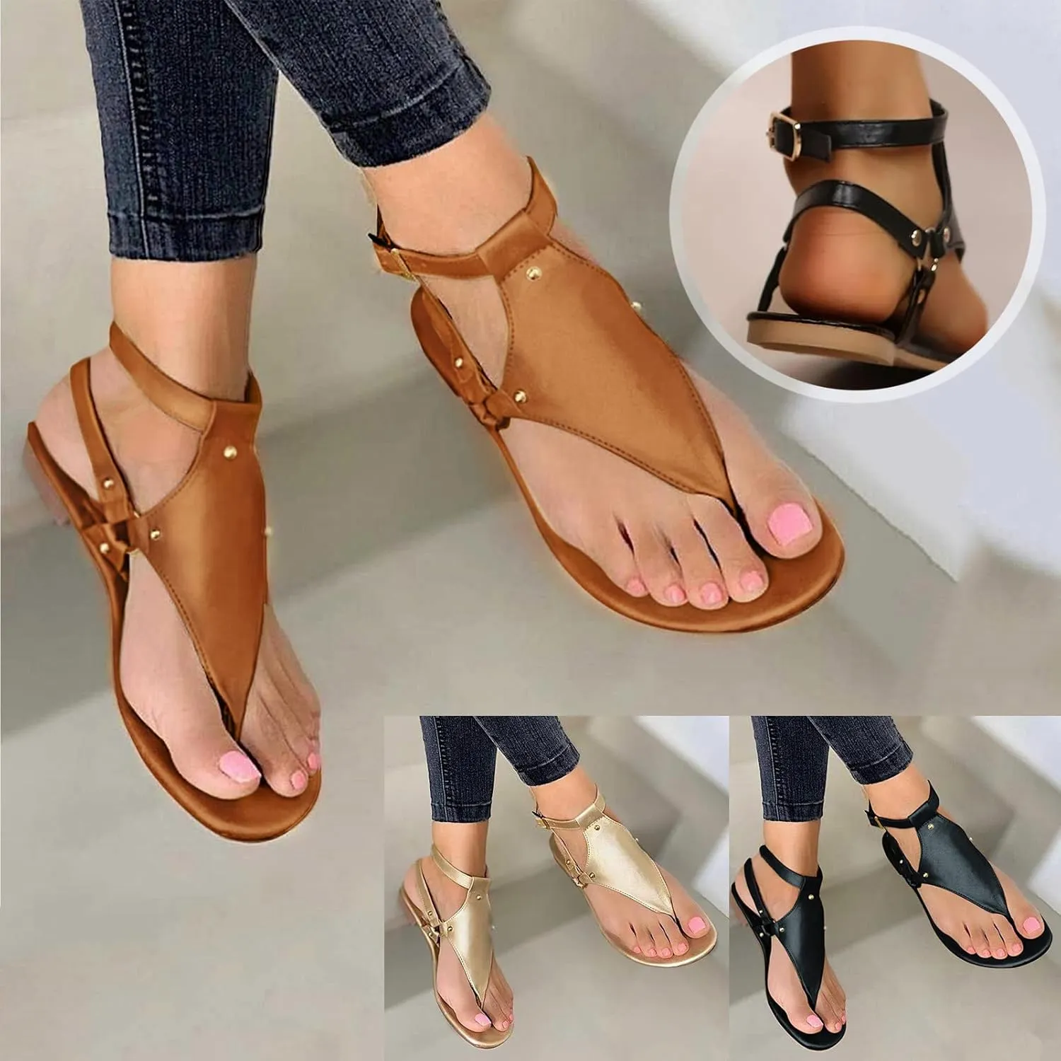 Cathalem Orthopedic Wedge Sandals for Women Dressy Summer Comfortable Walking Sandals with Arch Support