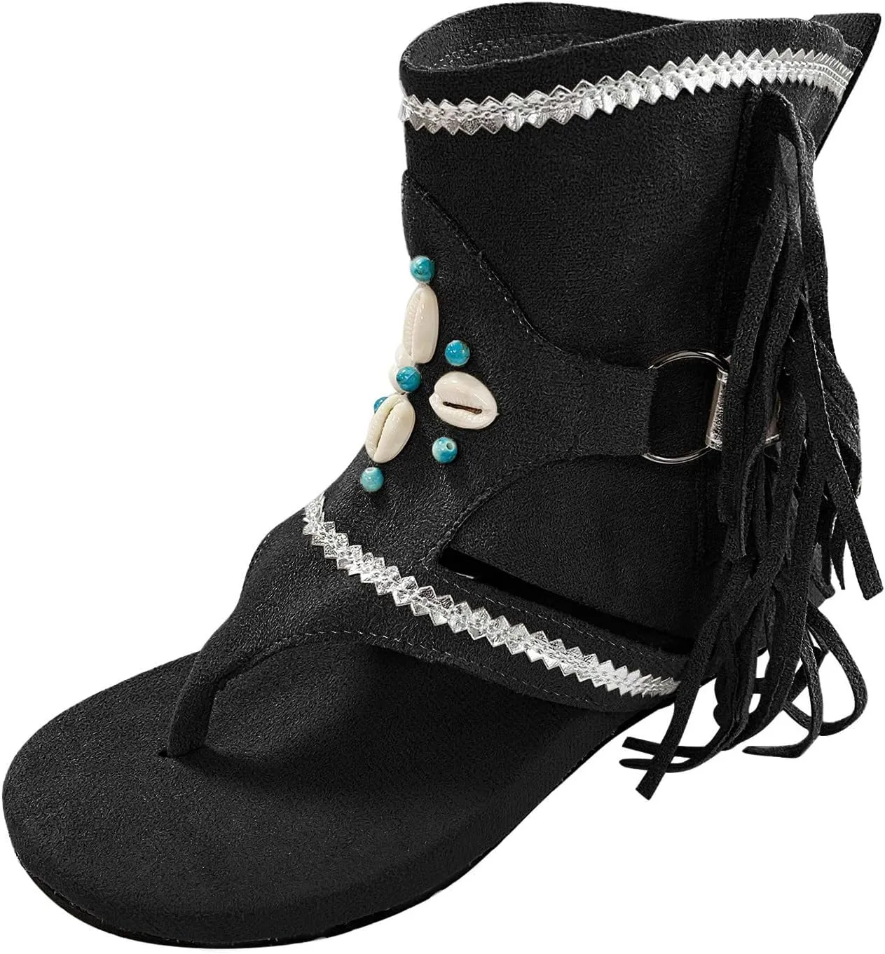 Cathalem Platform Sandals for Women, Bohemian Tassel Fringe Casual Shoes Flat Clip Toe Ankle Boots Beach Sandals Open Toe Sandals