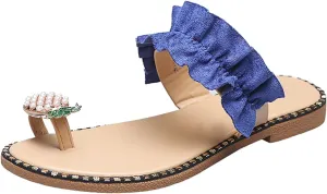 Cathalem Platform Sandals for Women Summer Dressy Casual Flip Flops Beaded Shoes Women Clip Toe Boho Comfortable Beach Sandals