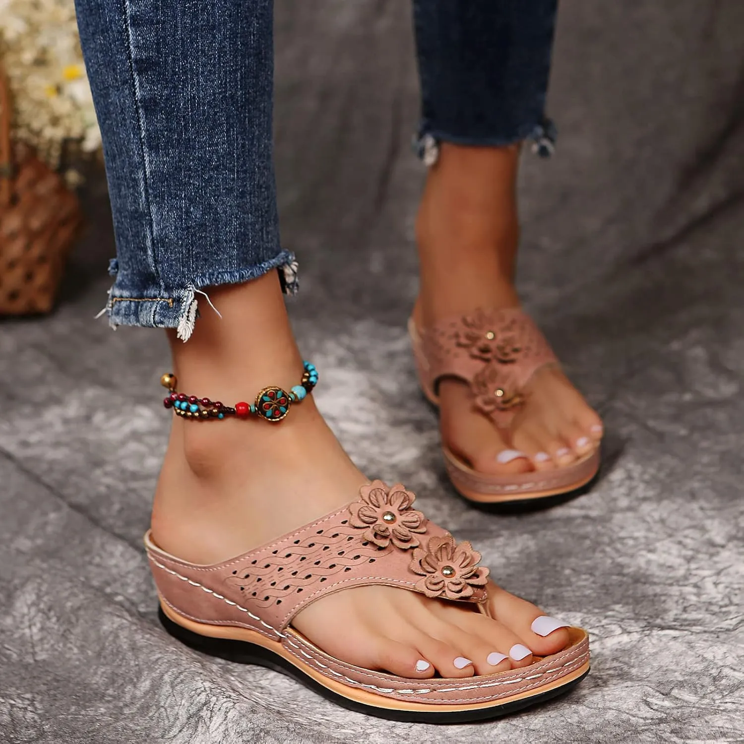 Cathalem Sandals for Women Dressy Summer Platform Arch Support Sandals Bohemian Anti-Slip Shoes
