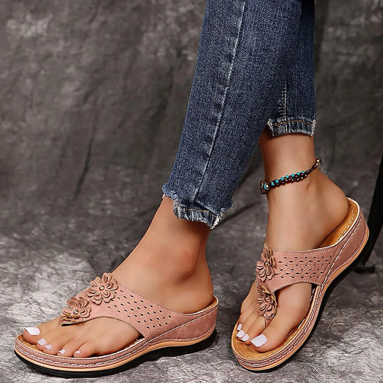 Cathalem Sandals for Women Dressy Summer Platform Arch Support Sandals Bohemian Anti-Slip Shoes
