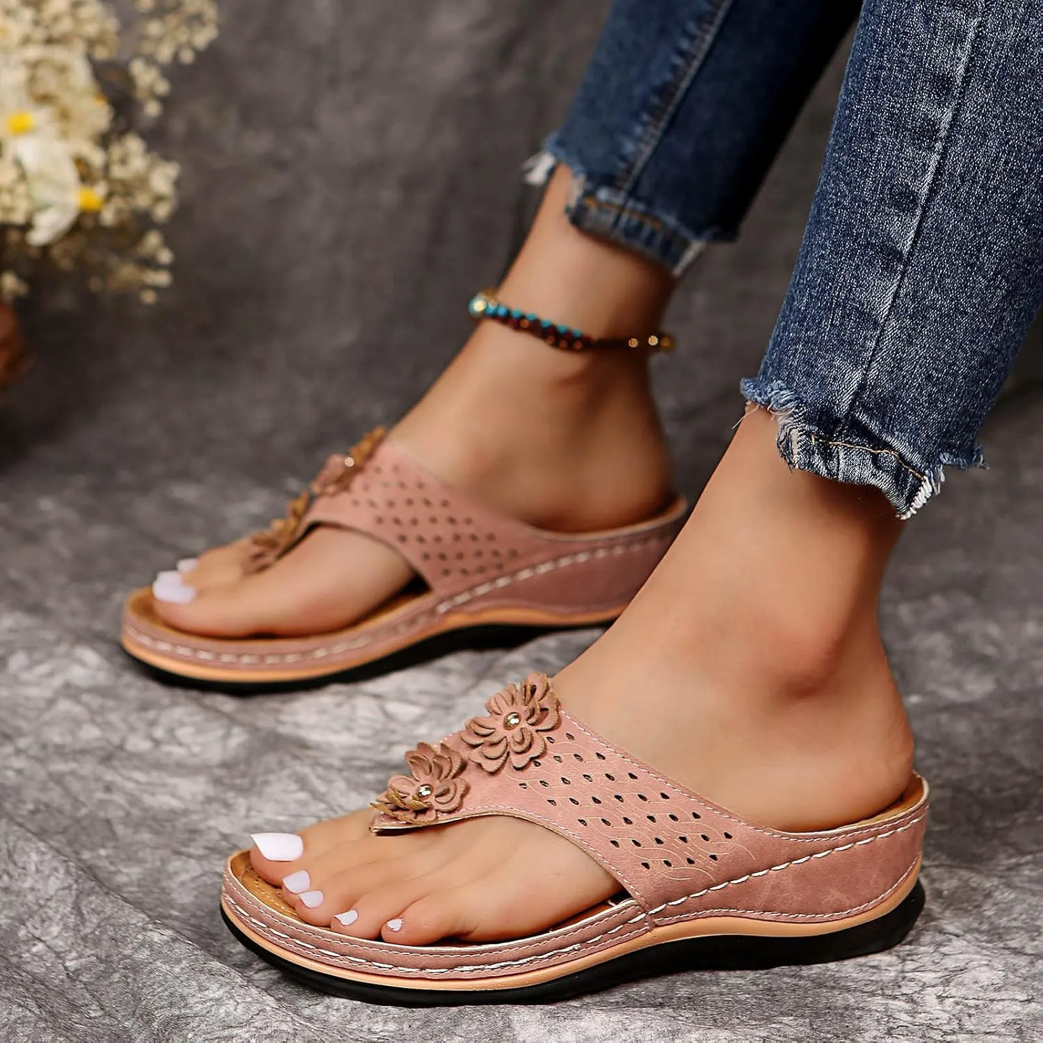 Cathalem Sandals for Women Dressy Summer Platform Arch Support Sandals Bohemian Anti-Slip Shoes
