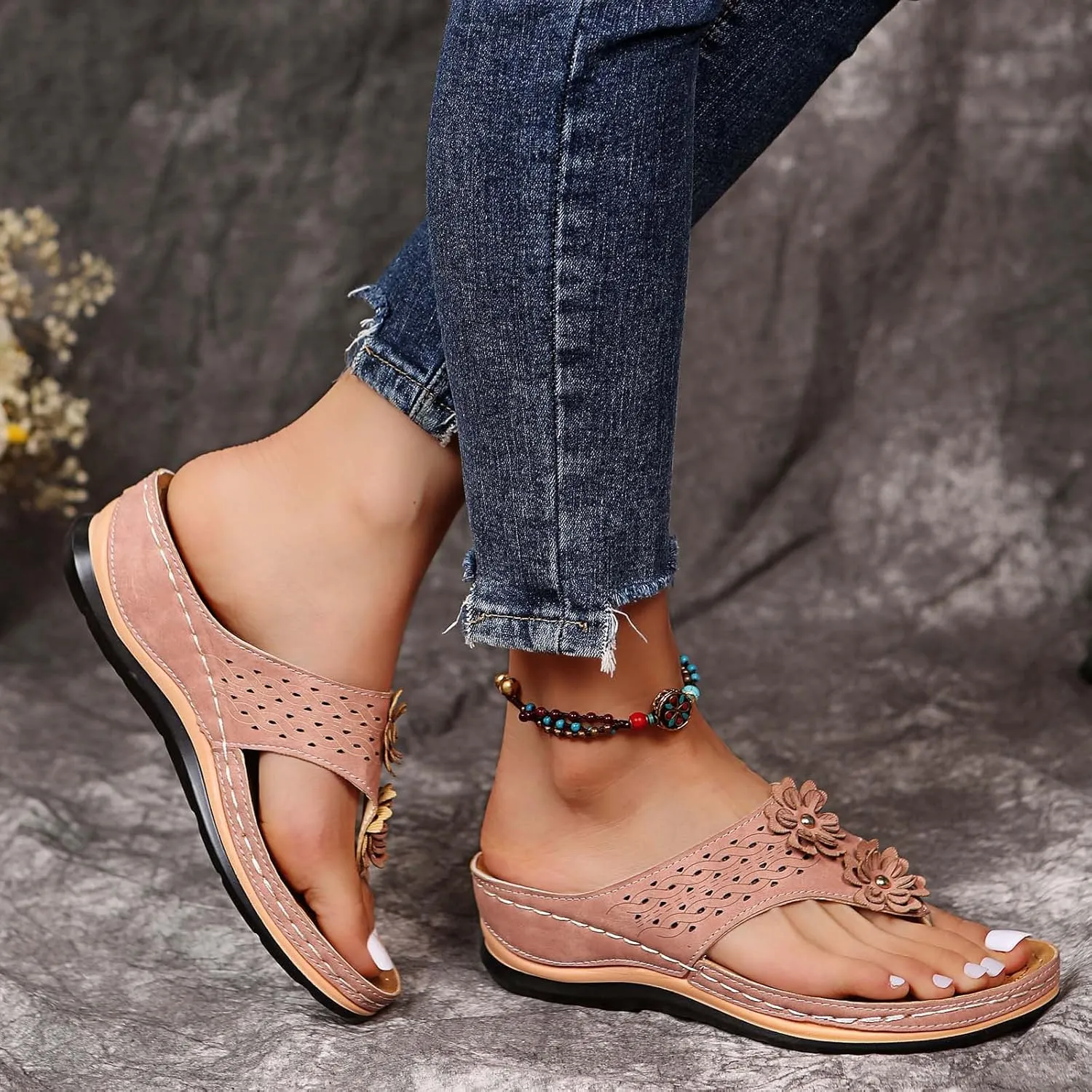 Cathalem Sandals for Women Dressy Summer Platform Arch Support Sandals Bohemian Anti-Slip Shoes