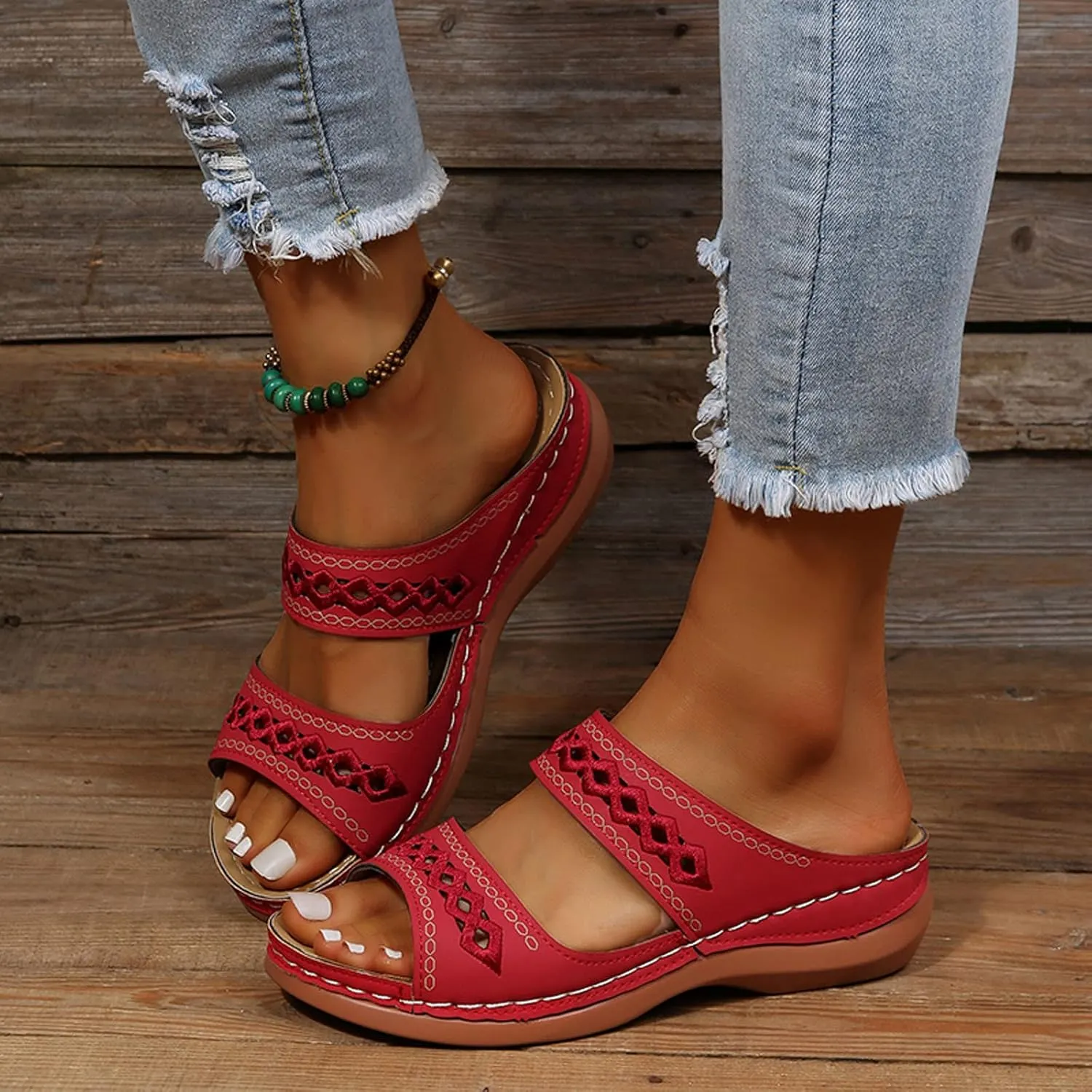 Cathalem Sandals for Women Dressy Summer, Womens Comfortable Platform Wedge Sandals Walking Shoes Beach Travel Outdoor Sandals