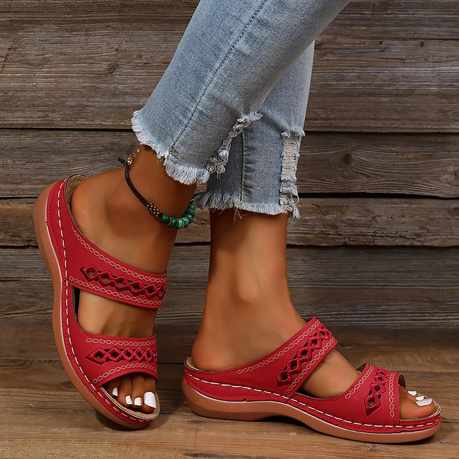 Cathalem Sandals for Women Dressy Summer, Womens Comfortable Platform Wedge Sandals Walking Shoes Beach Travel Outdoor Sandals