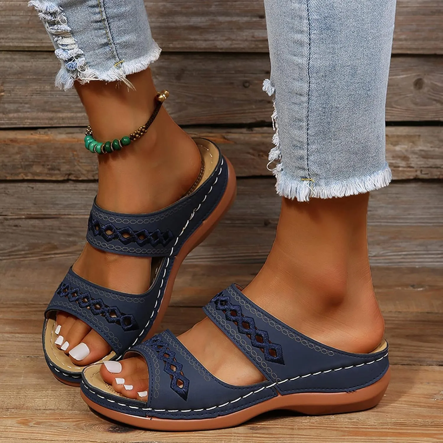 Cathalem Sandals for Women Dressy Summer, Womens Comfortable Platform Wedge Sandals Walking Shoes Beach Travel Outdoor Sandals