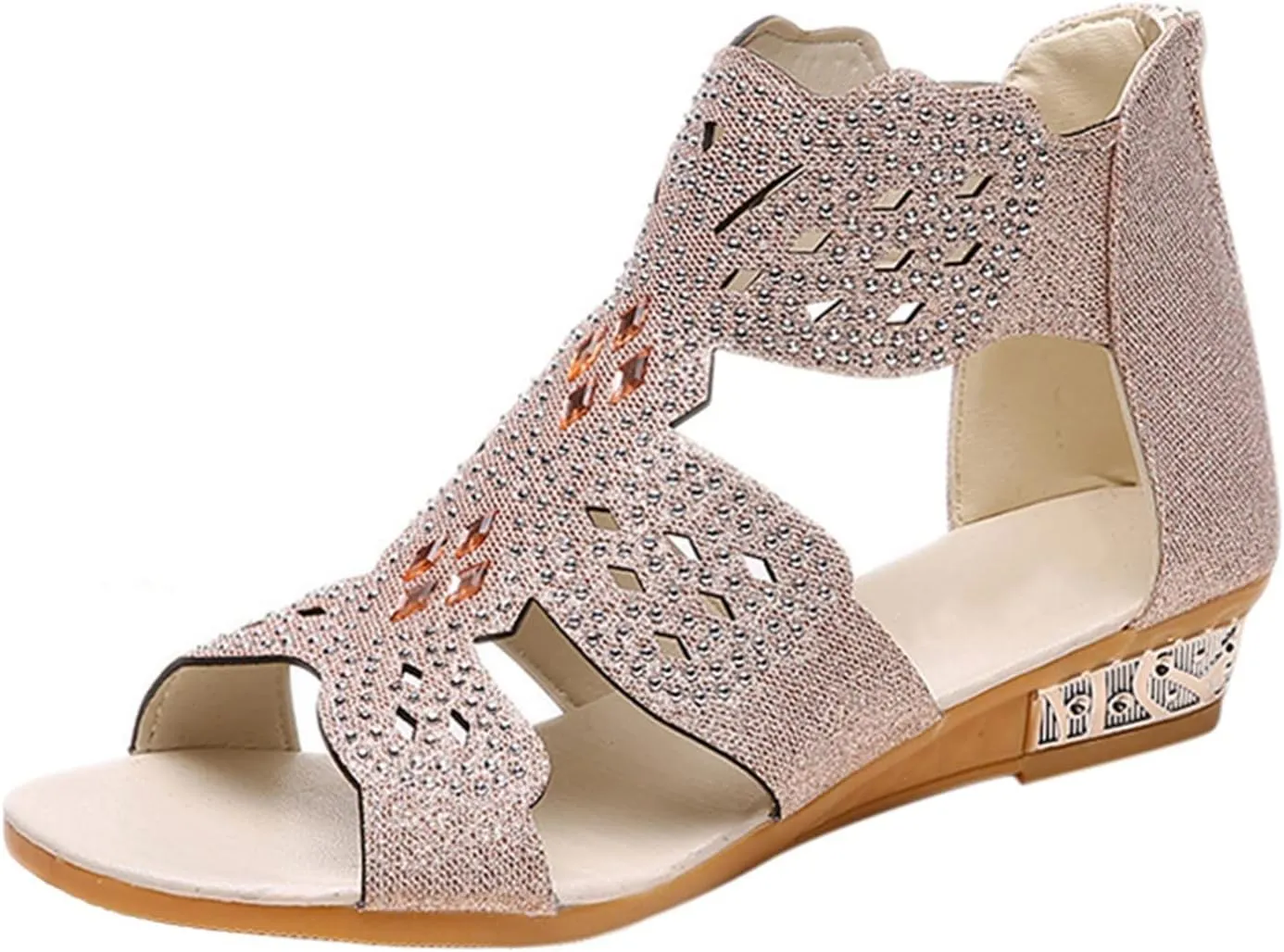 Cathalem Sandals for Women Dressy,Orthopedic Platform Sandals Womens Sandals Low Wedges Peep Toe Wrapped Beach Outdoor Sandals