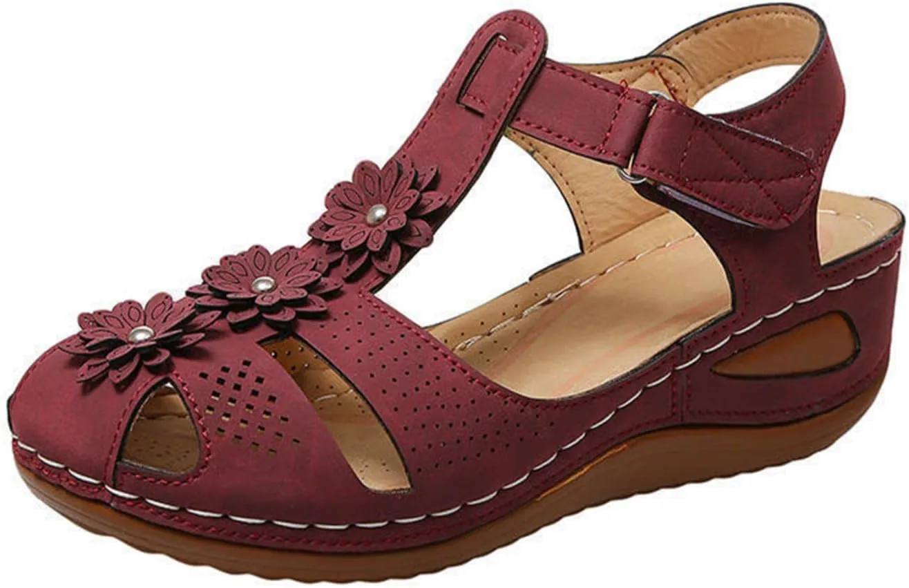 Cathalem Sandals for Women Summer Dressy,Comfortable Close Toe Sandals Platform Wedge Sandals Slip on Shoes Beach Outdoor Shoes