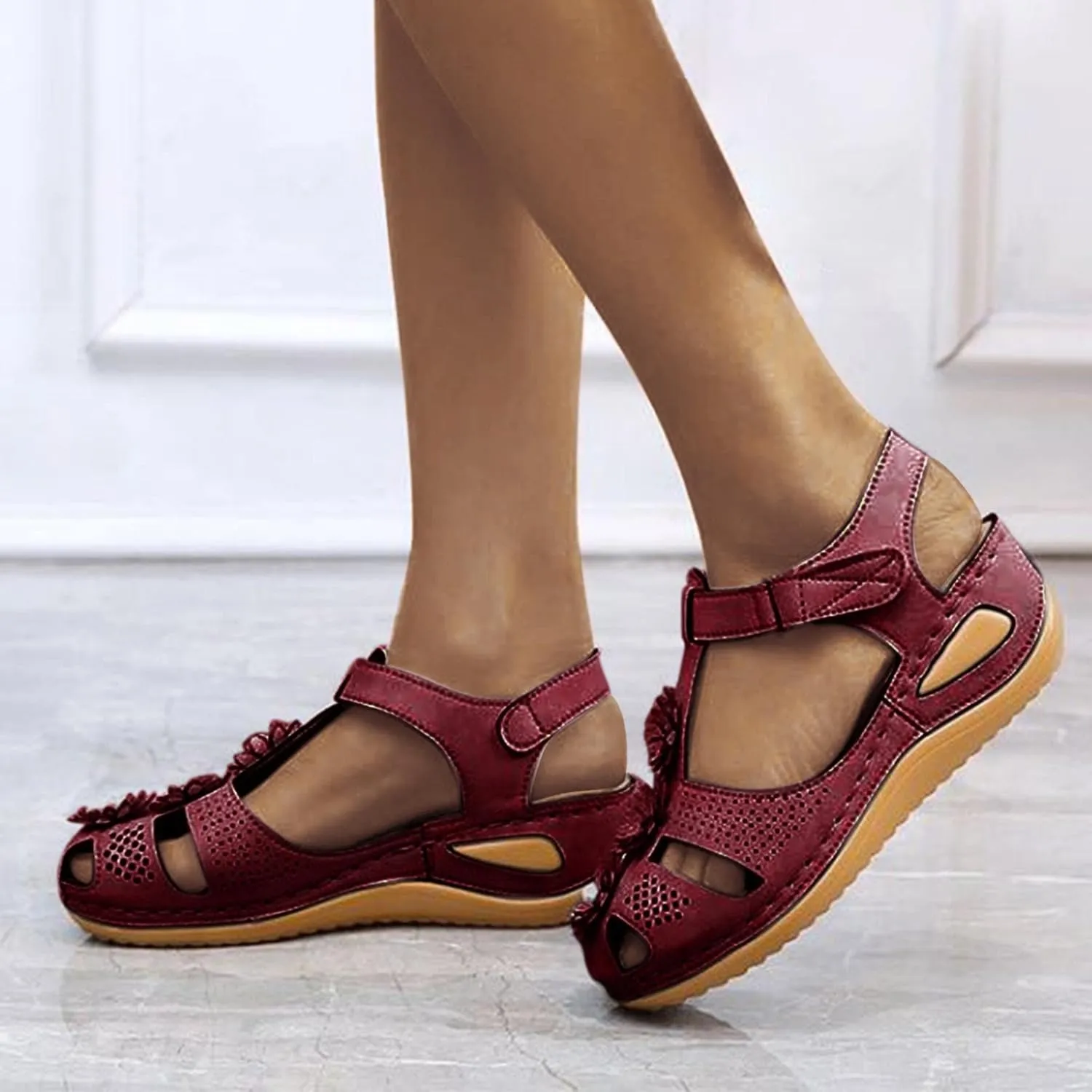 Cathalem Sandals for Women Summer Dressy,Comfortable Close Toe Sandals Platform Wedge Sandals Slip on Shoes Beach Outdoor Shoes