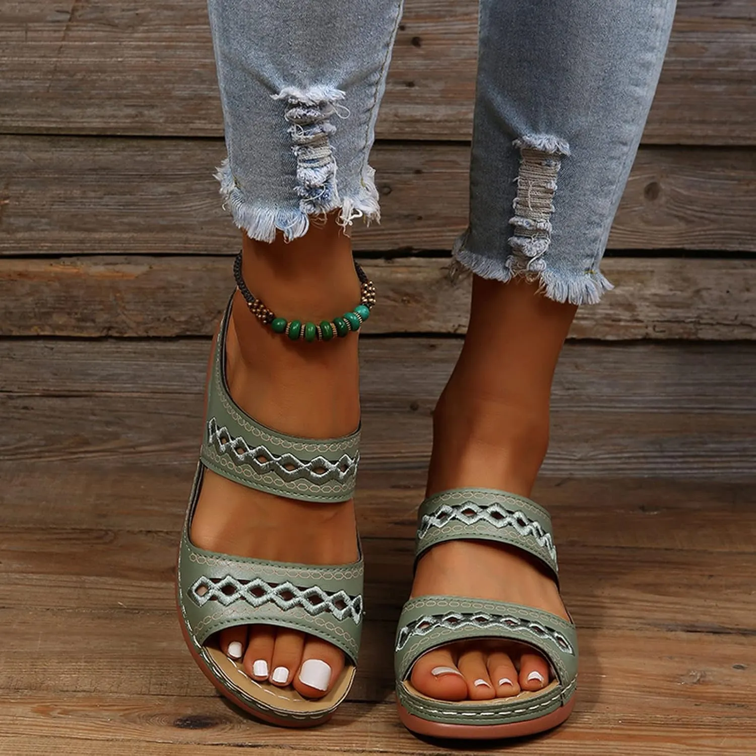 Cathalem Summer Sandals for Women 2024 Comfortable Arch Support Sandals Orthotic Walking Sandals Women Fashion