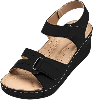 Cathalem Summer Sandals for Women 2024 Open Toe Ankle Strap Platform Sandals Casual Strappy Low Wedges Beach Outdoor Shoes