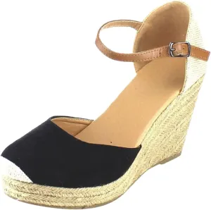 Cathalem Summer Sandals for Women 2024 Women's Closed Toe Ankle Strap Espadrilles Wedge Sandals Dressy Casual Platform Shoes