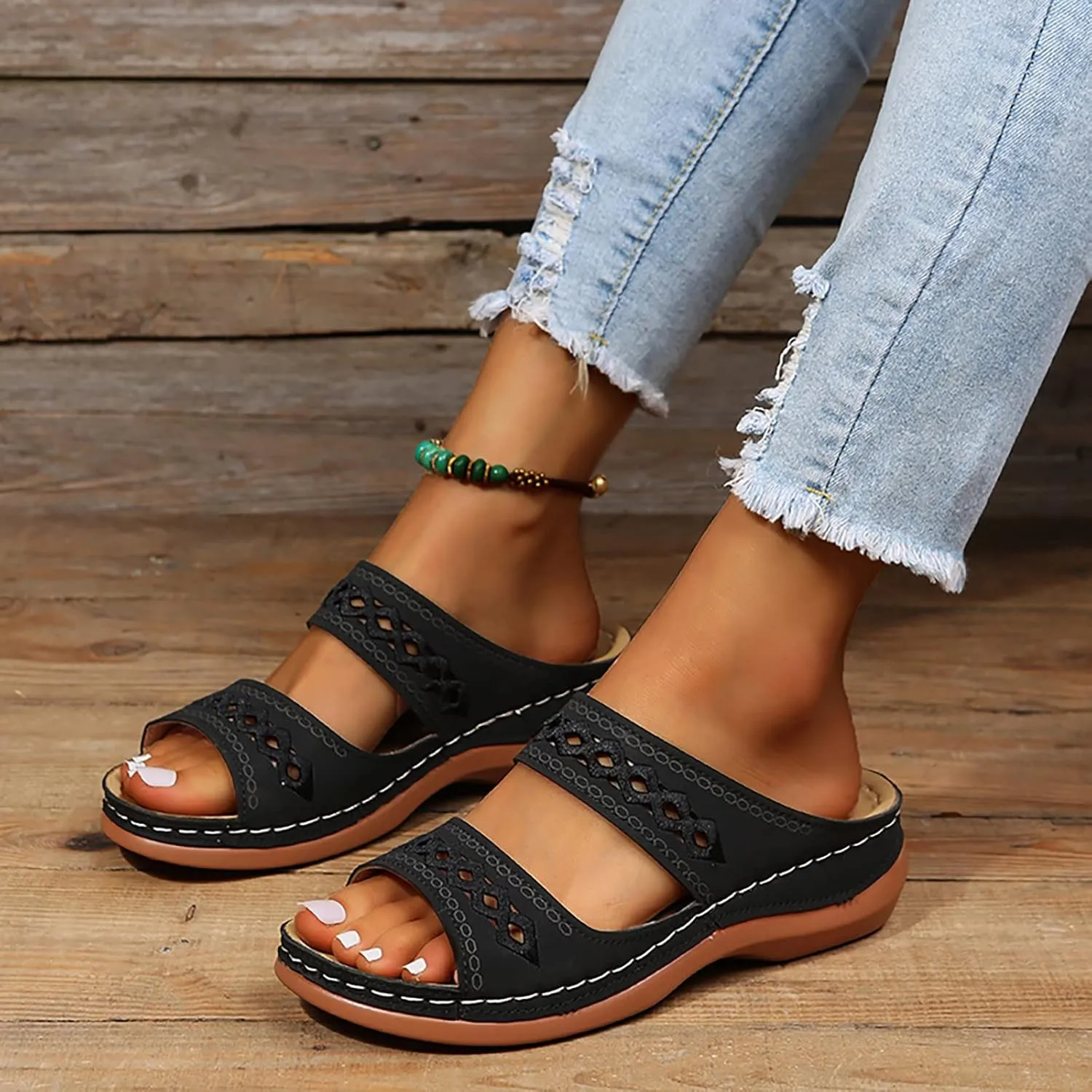 Cathalem Summer Wedges for Women 2024, Orthopedic Sandals for Women Arch Support Sandals Flip Flops Comfortable Sandals