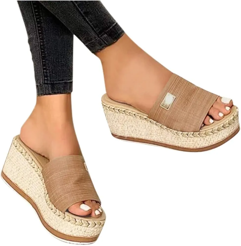 Cathalem Wedge Sandals for Women Fashion Casual Sandals Platform Summer High Heels Open Toe Espadrilles Sandals Slip on Shoes Women