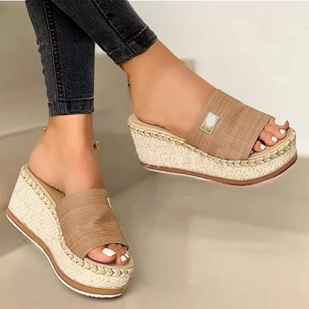 Cathalem Wedge Sandals for Women Fashion Casual Sandals Platform Summer High Heels Open Toe Espadrilles Sandals Slip on Shoes Women