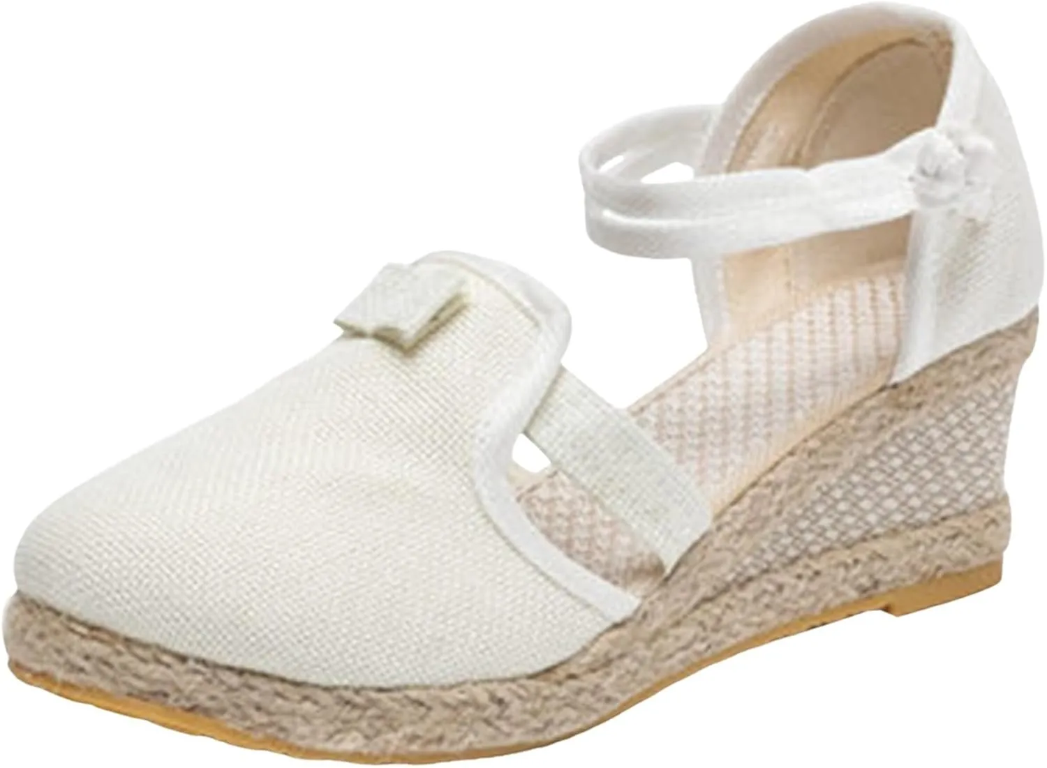 Cathalem Wedge Sandals for Women,Women's Closed Toe Ankle Strap Espadrilles Low Wedge Sandals Dressy Summer Casual Platform Shoes