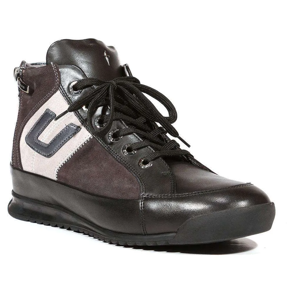 Cesare Paciotti Luxury Italian Men's Italian Designer Shoes Calf Cam Antra Black / Grey Sneakers (CPM5038)