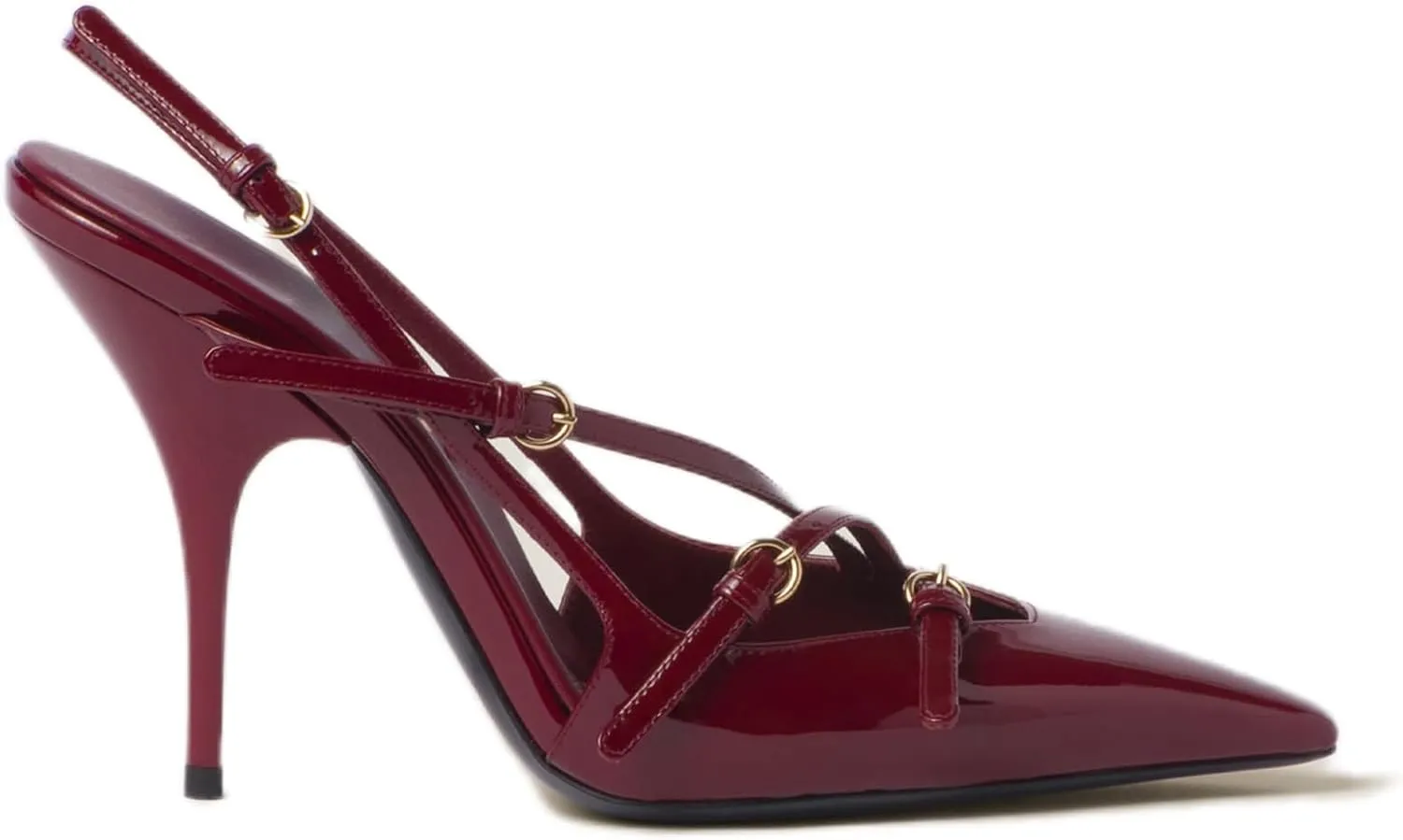 CORNMOOD Slingback Kitten Heels for Women Pointed Toe Stiletto Low Heels with Buckle Strap Heeled Pumps Sandals