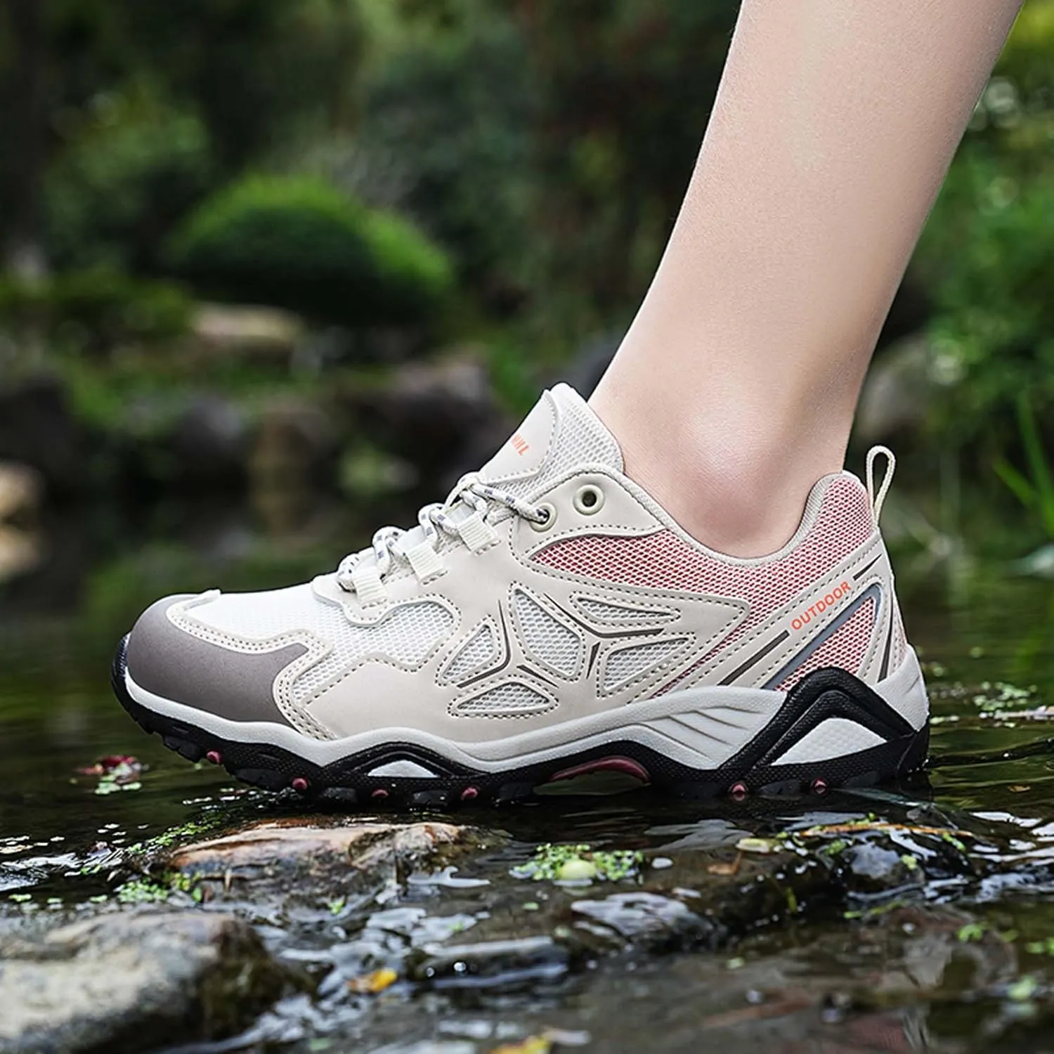 Couple Outdoor Walking Mountaineering Boots, Rubber Sole Breathable Mesh Ankle Shoes, Hiking Boots, Anti Slip Hiking Shoes, Muddy Wading Plush Hiking Shoes