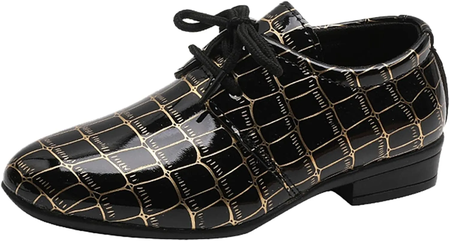 Fashion All Seasons Boys Leather Shoes Pointed Toe Low Heel Lace Up Leather Grain Comfortable Gifts for 3 Month Old