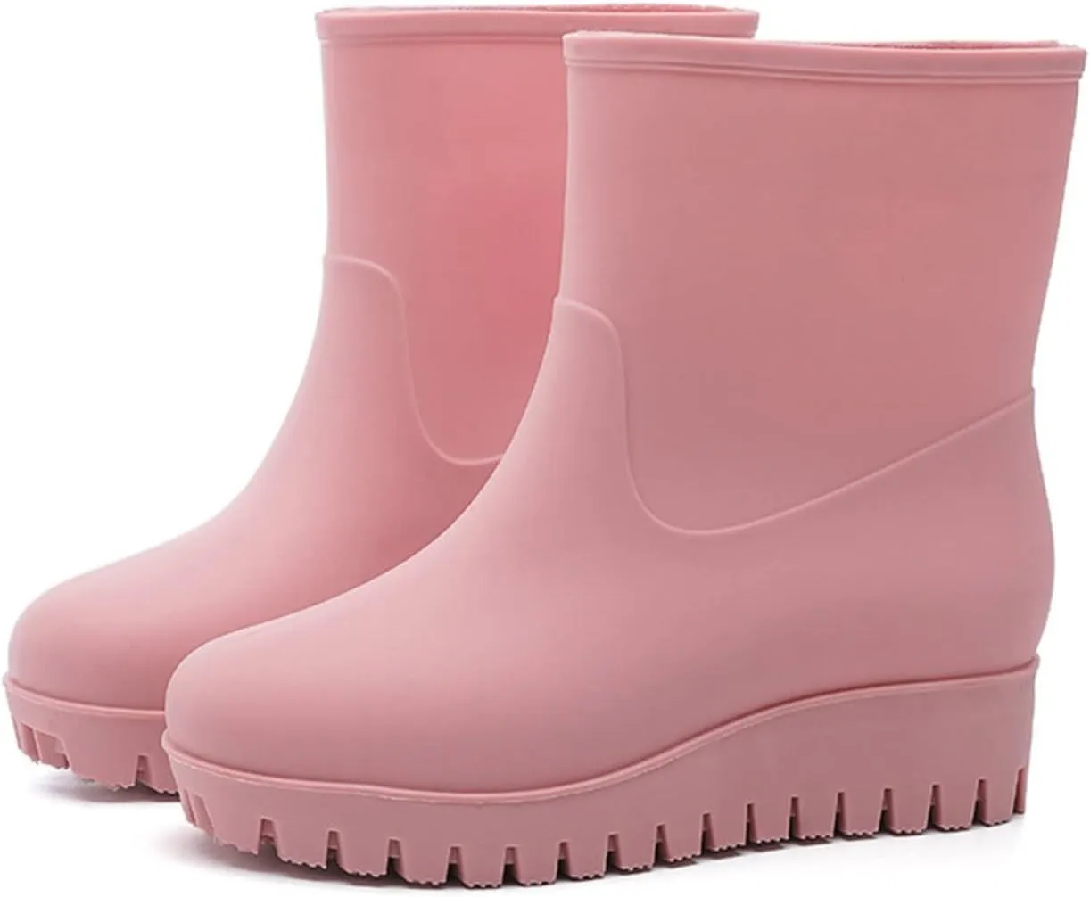 Fashion Casual Inner High Rain Shoes Women Flat Bottomed Antiskid Outer Versatile Rain Boots Middle Mens Lined Boots