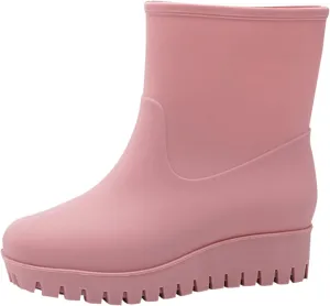 Fashion Casual Inner High Rain Shoes Women Flat Bottomed Antiskid Outer Versatile Rain Boots Middle Mens Lined Boots